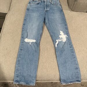 Agolde Light Blue Denim Jeans with Contrast Stitching Size 24